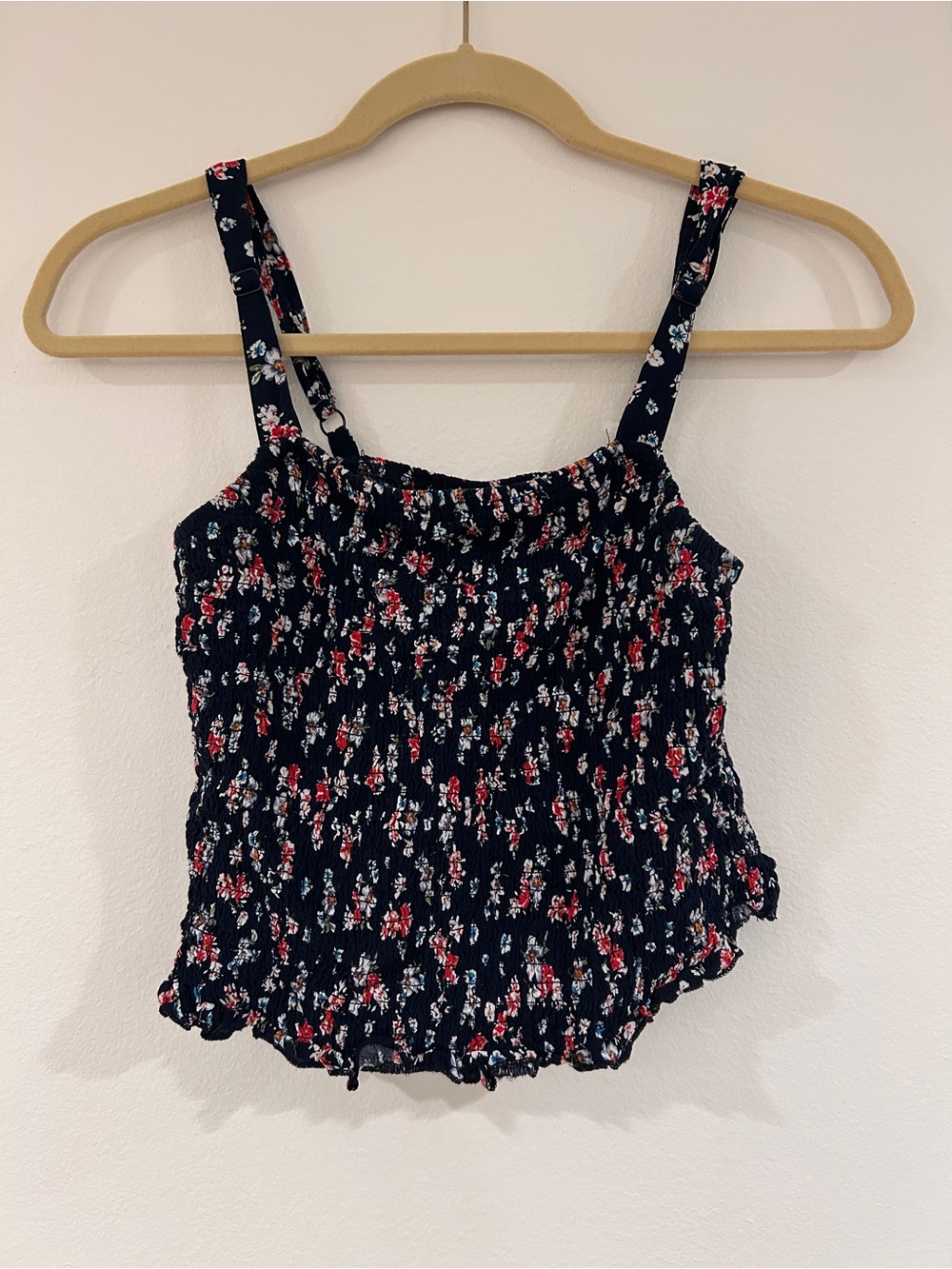 Torrid Navy Floral Smocked Crop Top
